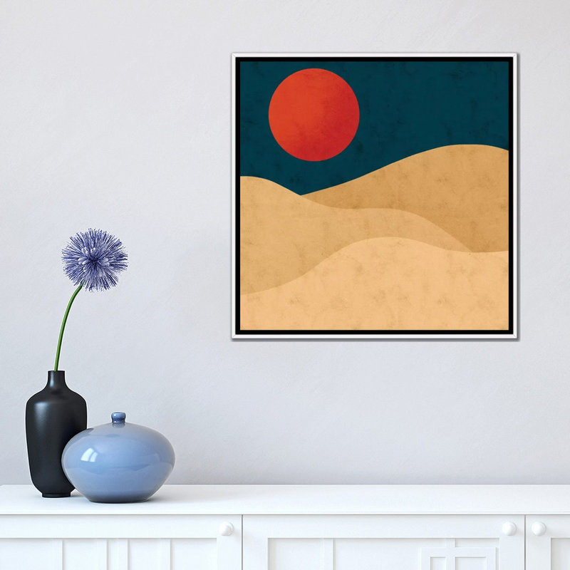 Sahara par Reyna Noriega - impression d'art graphique, H 18 po x l 18 po x 1,5 po, Pas de tapis, Toile blanche encadrée