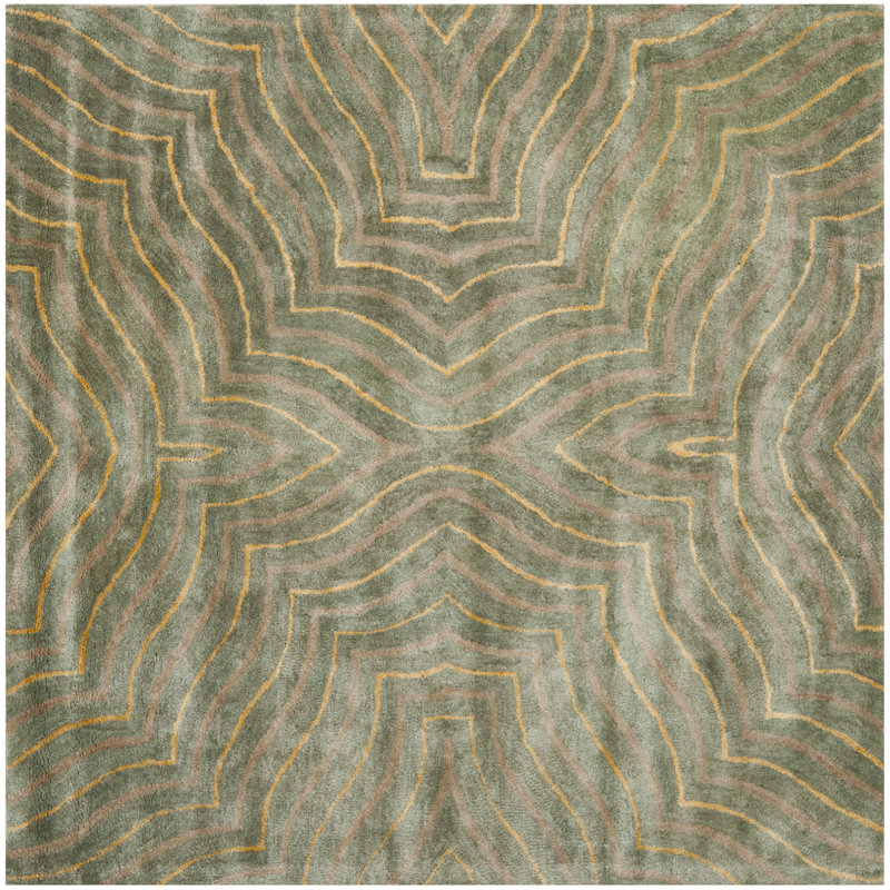 Chiara Hand Tufted Wool & Viscose Pile Abstract Rug, Square 6'
