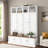 Farmhouse Hall Tree With Bench, Coat Rack, Open Compartments, 4 Cabinets And Enclosed Storage Spaces-1641066944