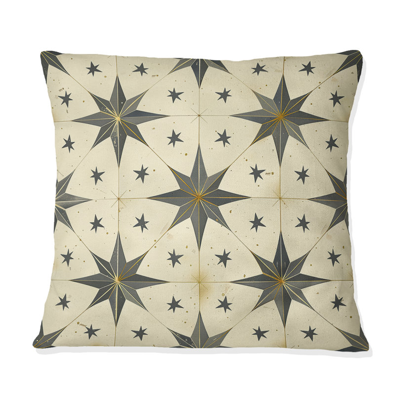 Coussin décoratif moderne beige crème Modern Star III, H 16 po x l 16 po