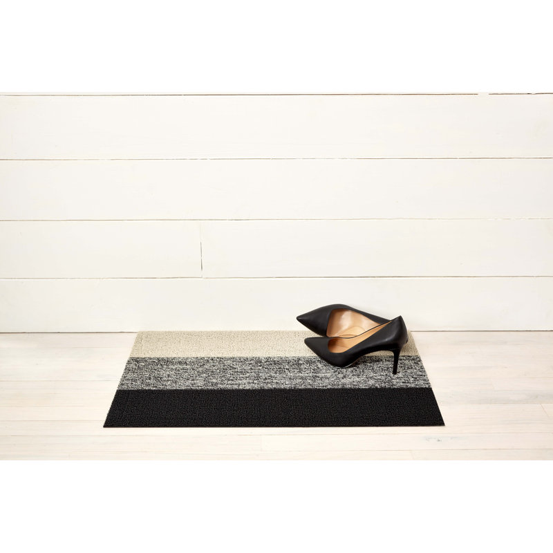 Striped Indoor / Outdoor Doormat, Black/Gray, 0.6cm H x 91cm W x 152cm L