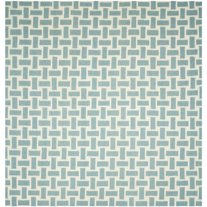 Mccall Hand Woven Flat Weave Wool Geometric Rug, Square 8'