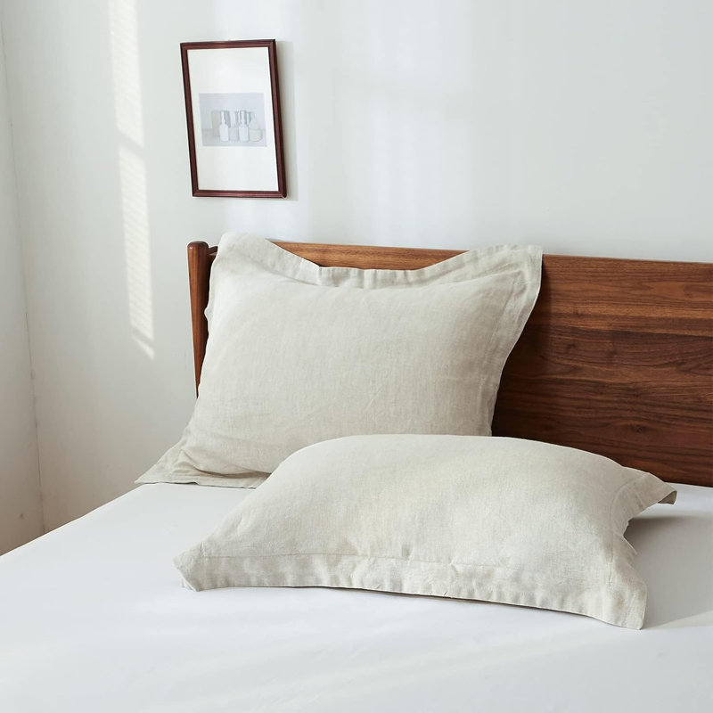100% Linen Pillow Case Set Of 2, Pillow Covers With Overlap Closure, Luxury Breathable Pillowcases Suitable For All-Season