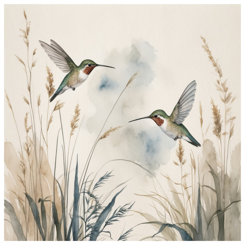 Tapisserie «Colibris en vol» - décoration murale Colibris, H 104 po x 88 avec 4 œillets