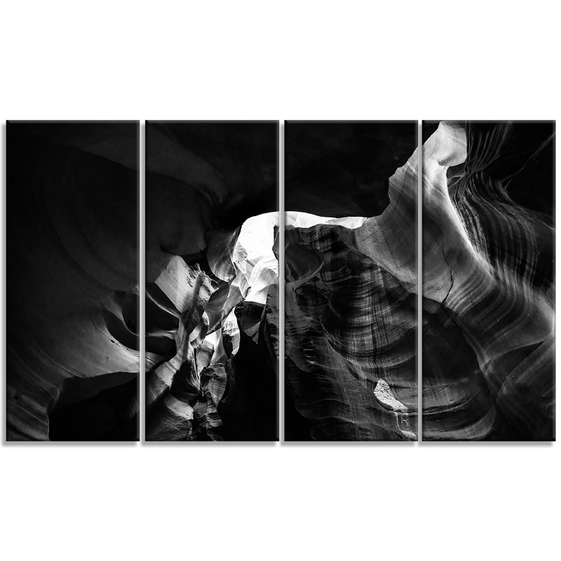 «Black and White Antelope Canyon», ensemble de 4 reproductions de photos sur toiles tendues