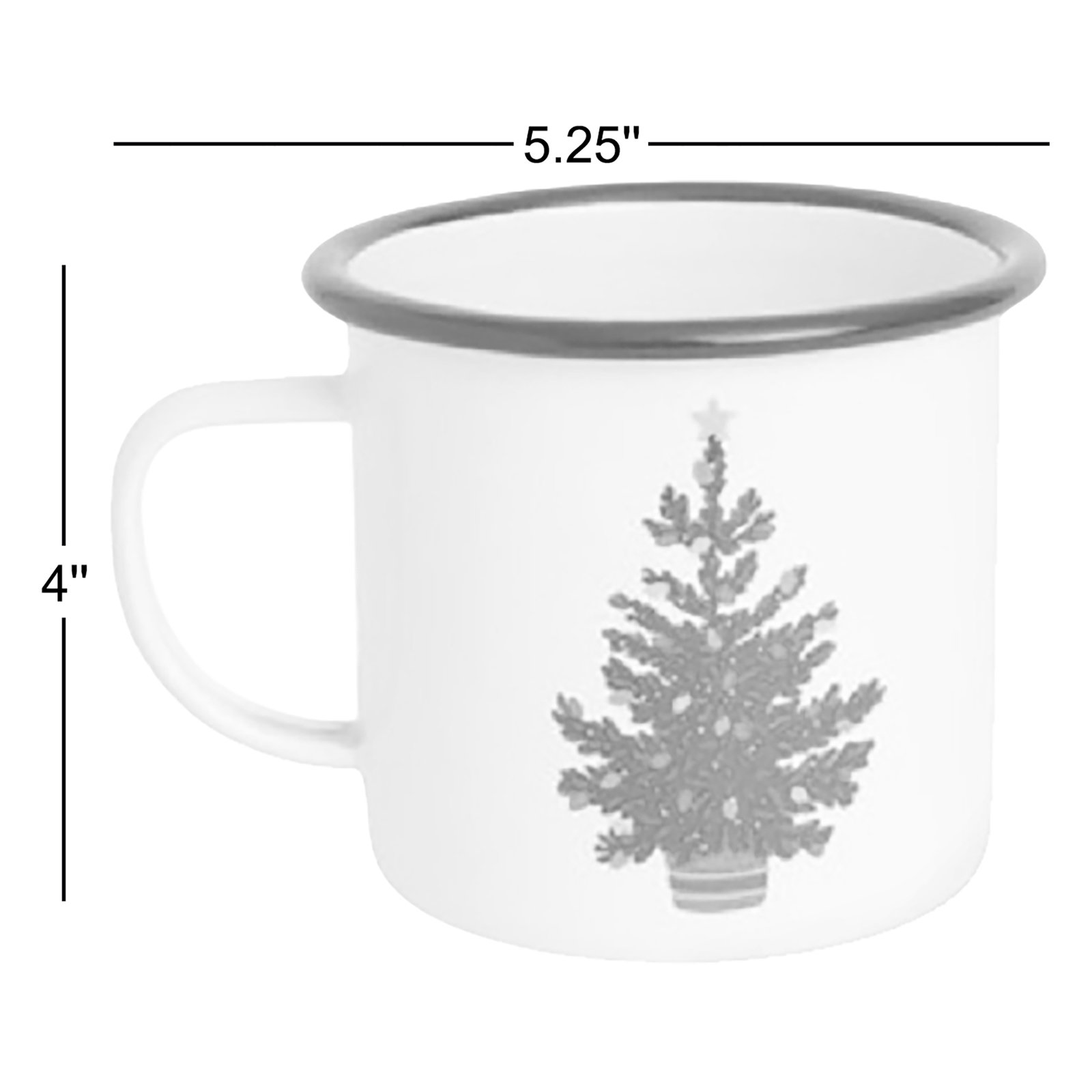 Crow Canyon Enamelware Helmsie x CCH Christmas Tree 16 oz Large Mugs, Green Rim