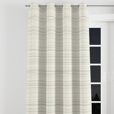Striped Window curtains - French Country Beige And White Ivory Horizon Grommet Curtain - 1 Panel