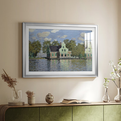 Maisons sur l'Achterzaan-Claude Monet - Reproduction encadrée avec passe-partout et verre - 1871