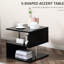 Table d'appoint moderne de 20 po avec rangement, touche en forme de S noire, charme de bout de poteau en acier renforcé