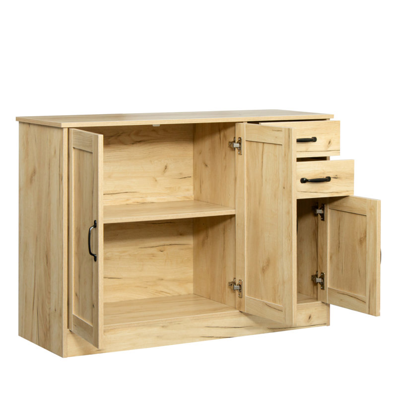 Buffet 43,3 pouces en chêne moderne pour le vestibule, salle à manger avec 2 portes, 1 rangement et tiroirs