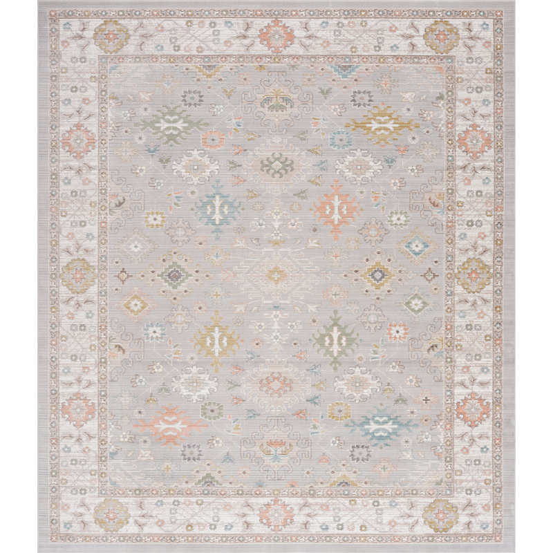 Tapis traditionnel crème en polyester Camilla, Rectangulaire 8 pi x 10 pi