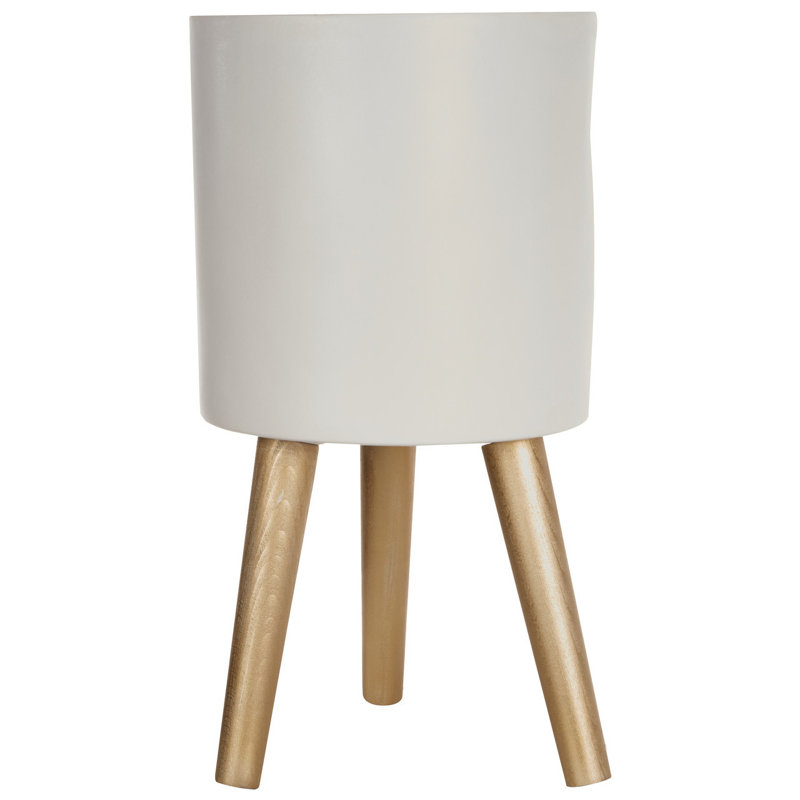 Mondovi Fiberglass Cachepot, 56cm H x 30cm W x 30cm D, White/Oak