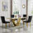 Luxury Marble Dining Table Set for , 68" Dining Room Table with Dining Chairs, White Dining Table with Faux Marble Top & Stainless Steel Pedestal, Large Dining Table and Chairs Set for Home Furniture-575716406-575716425-575716416