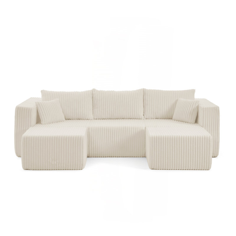 Compact Modular Sectional,Compressed Corduroy Sofa With Modern Minimalist Style, Ultra-Comfy Compression Modular Sofa With Space-Saving Efficient Design-Beige