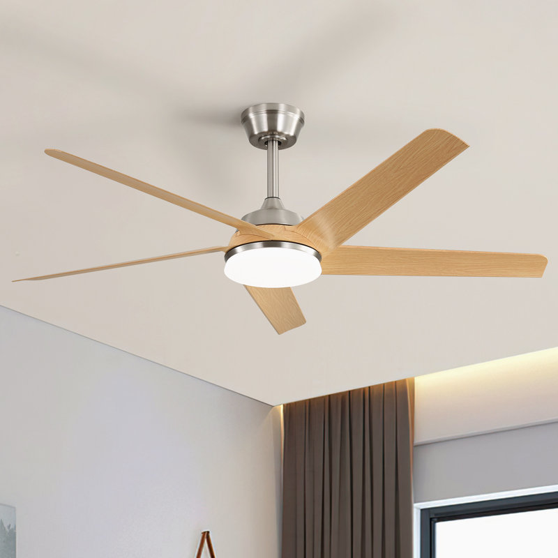 Ventilateur de plafond moderne à 5 pales en ABS de 52 po avec lumière et télécommande Mitali