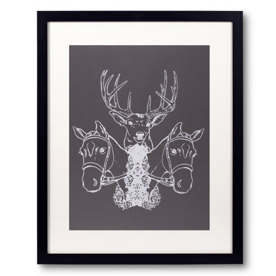 Two Horses and a Deer Framed Graphic Art