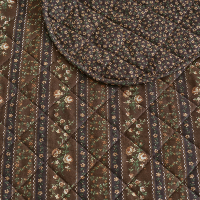 Ensemble de courtepointe réversible en coton brun Martha Stewart Raimonda, Full/Queen