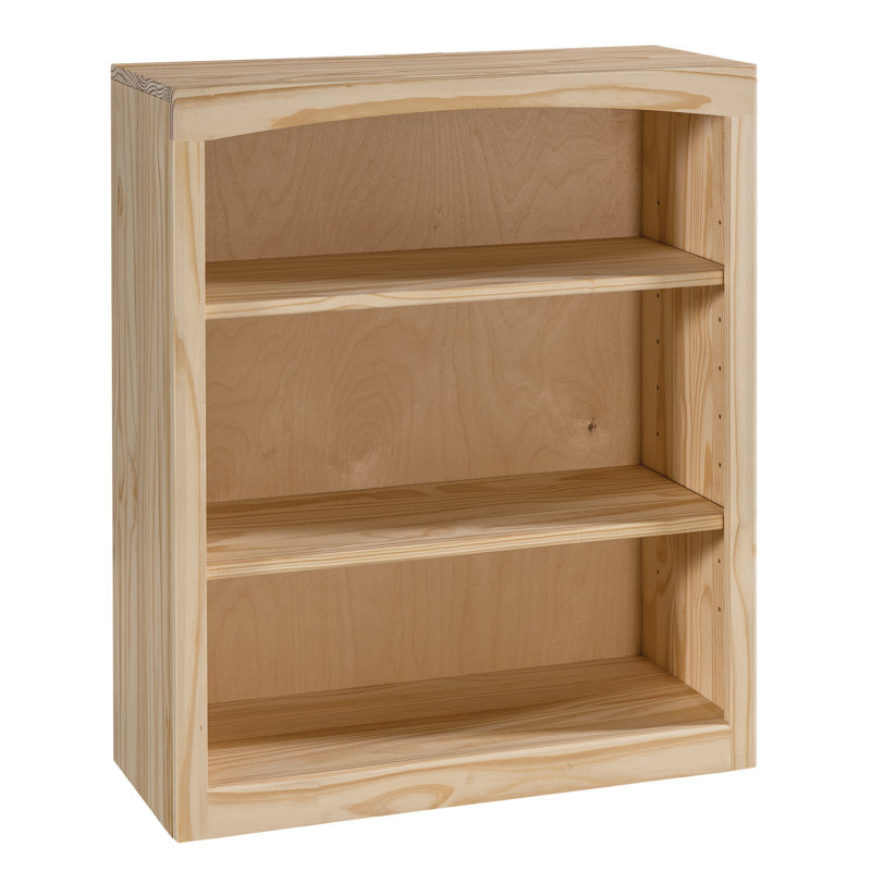 Ossy American Built Solid Wood Bookcase, Unfinished, (3 Shelves) 36"H x 30"W x 12"D