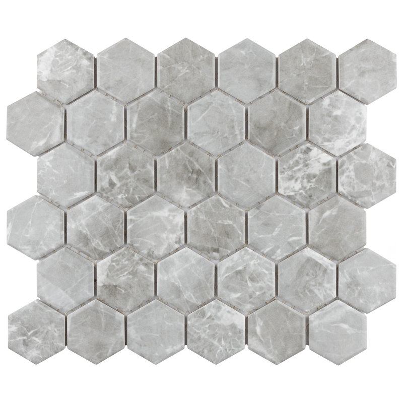 Flo 2" x 2" Porcelain Mosaic Honeycomb Wall & Floor Tile