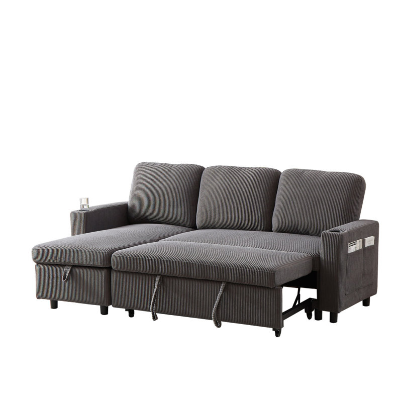 Canapé-lit en velours côtelé de 78,7 po Modern Sofafx, Grey