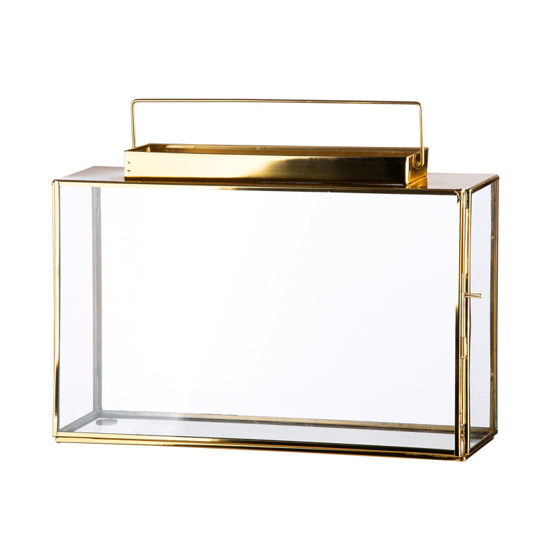 Glass Tabletop Hurricane, 27cm H x 30cm W x 8cm D