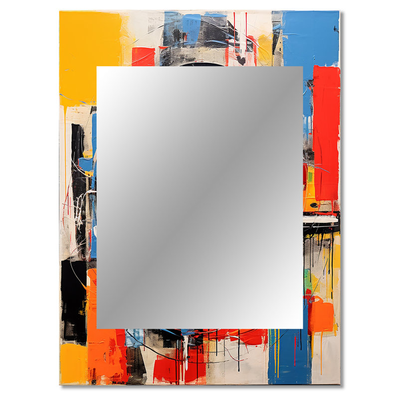 Neri coloré rétro vinyle II - miroir mural disques vinyle, miroir décoratif moderne, art imprimé en métal, 40 po x 30 po