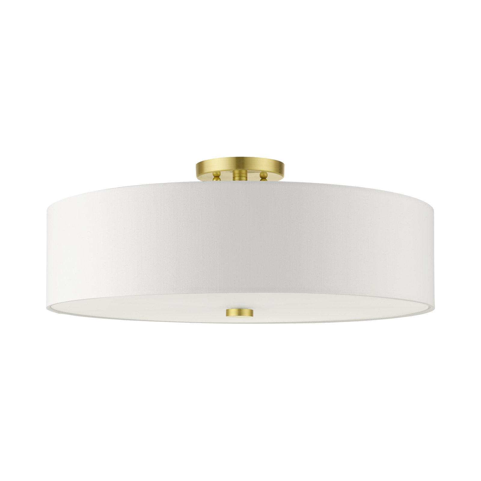 Flaire 5 Light Fabric Semi Flush Mount, Off-White, Satin Brass