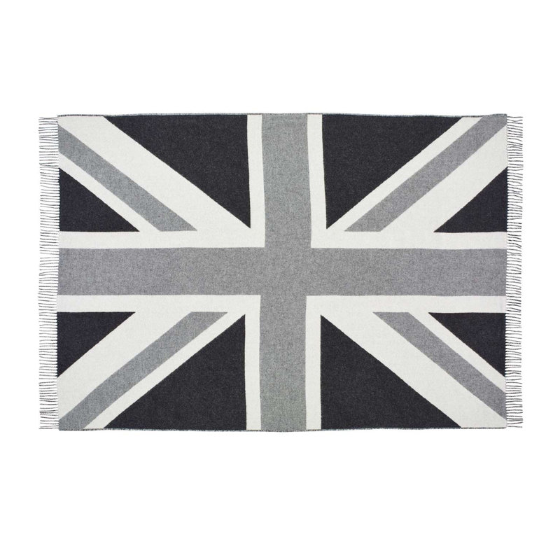 Jeté tissé en laine d'agneau Merino, Drapeau gris