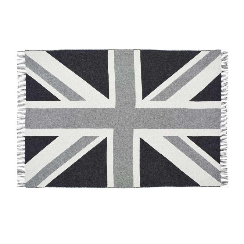 Merino Lambswool Throw/Blankets Hand Woven Blanket, Gray Flag