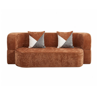 Canapé-lit Eggshell, canapé convertible désossé de 78,74 po avec tissu moelleux doux, mousse 33D haute densité, canapé-lit sans assemblage avec coussins pour le salon