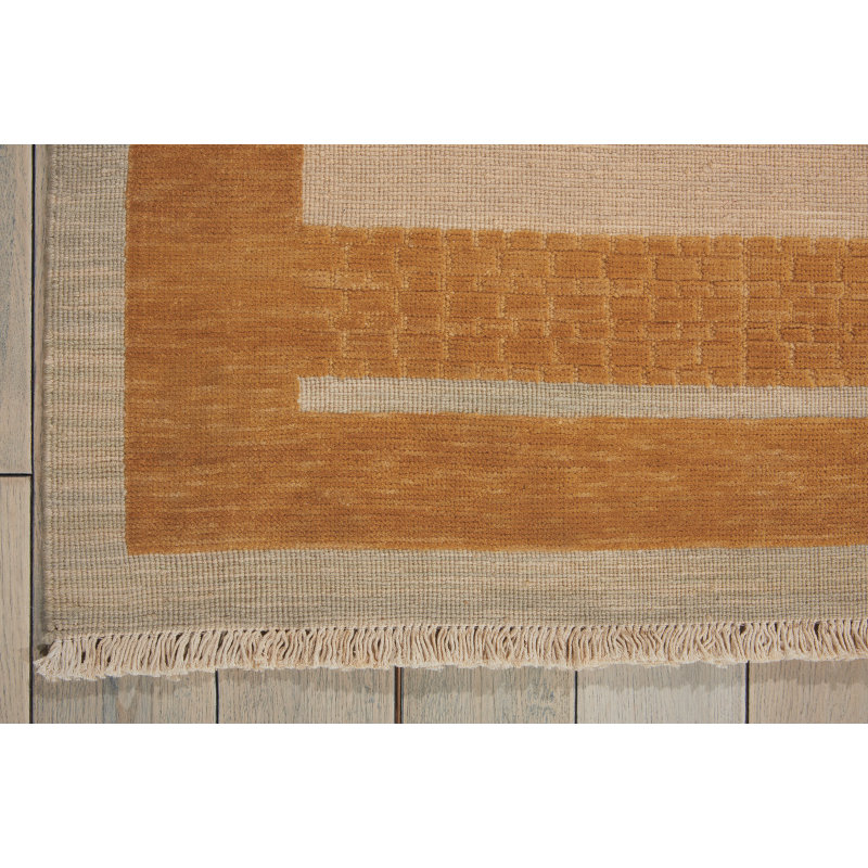 Field Wool Striped Area Rug in Cooper/Beige, Rectangle 8'6" x 11'6"