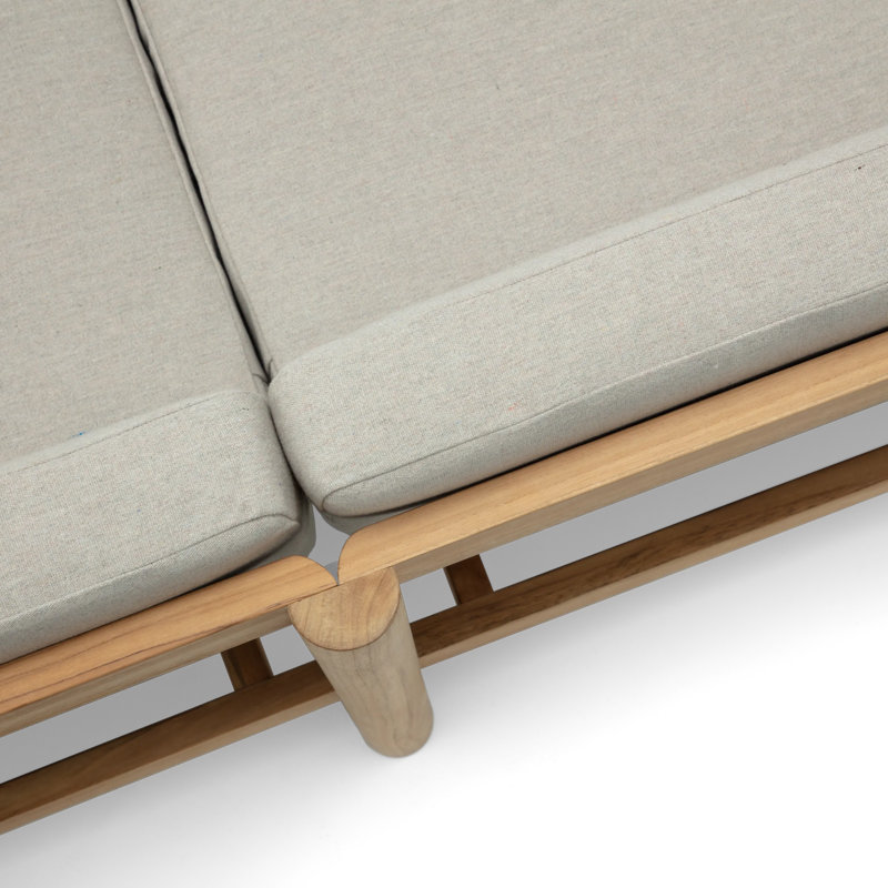 Haven Teak Outdoor Sofa with Sunbrella Cushions, Sunbrella Ashe