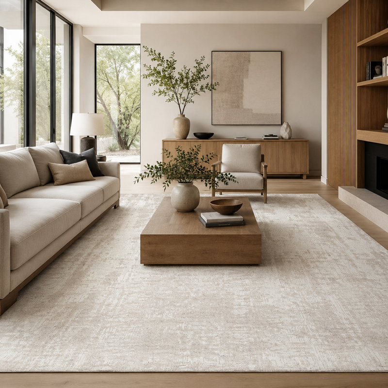 Tapis ivoire et gris noué à la main de haute qualité, Rectangle 6' x 9'