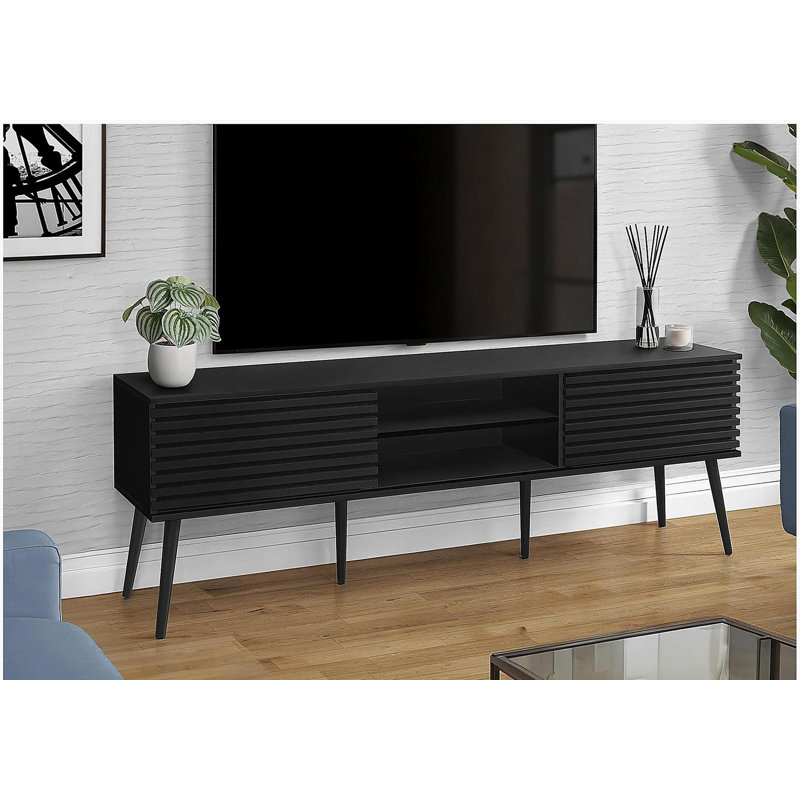 Meuble télé 72 po, meuble multimédia, meuble de rangement, comptoir, tablette de rangement, chambre à coucher, salon, peinture noire au four