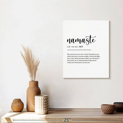 "Namaste", art textuel sur toile tendue