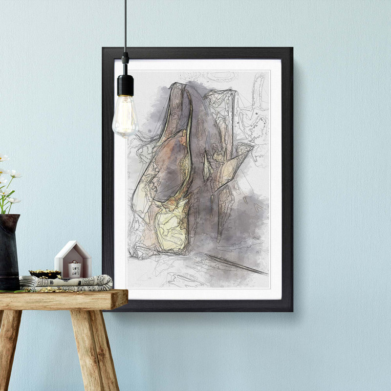 Ballerinas Slippers in Abstract - Picture Frame Graphic Art Print, 36cm H x 27cm W x 2cm D, Black Framed