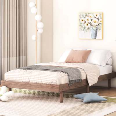 Twin Size Platform Bed, Walnut - With A Clean And Simple Design Modern Elegant Appeal