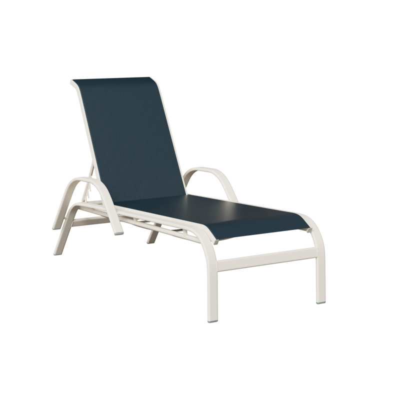 Chaise longue en aluminium mat Berlin, Bleu très foncé, Blanc mat