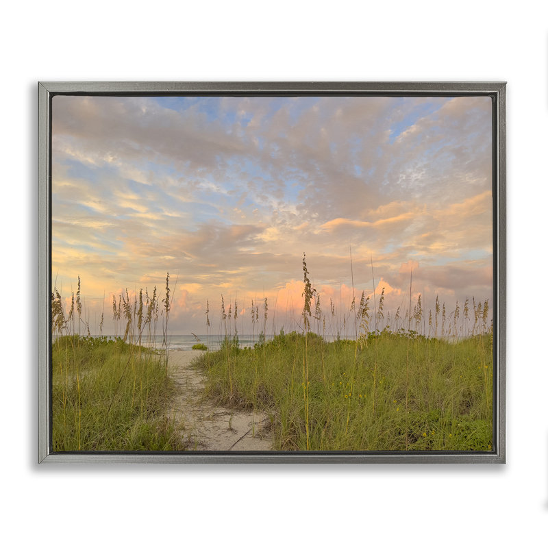 Cadre flottant Serene Coastal Path, Cadre flottant gris lustré, H 25 po x l 31 po