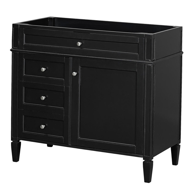 Meuble-lavabo de salle de bain 36 po sans lavabo supérieur, armoire de rangement moderne avec 2 tiroirs et un tiroir basculant, structure en bois massif 