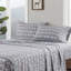 Drap-housse gris très grand 4 pièces en flanelle de coton 100% gris brossé pour plus de douceur, lavable à la machine, facile d'entretien, avec 1 drap-housse, 2 taies d'oreiller plates, ajustement entièrement élastique, - flanelle, élastique
