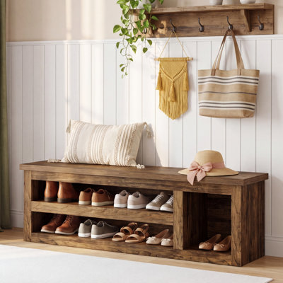 L'armoire de rangement à chaussures 63 "Farmhouse peut contenir jusqu'à 10 paires de chaussures, étagère à chaussures à 3 niveaux pour les chambres à coucher, les couloirs