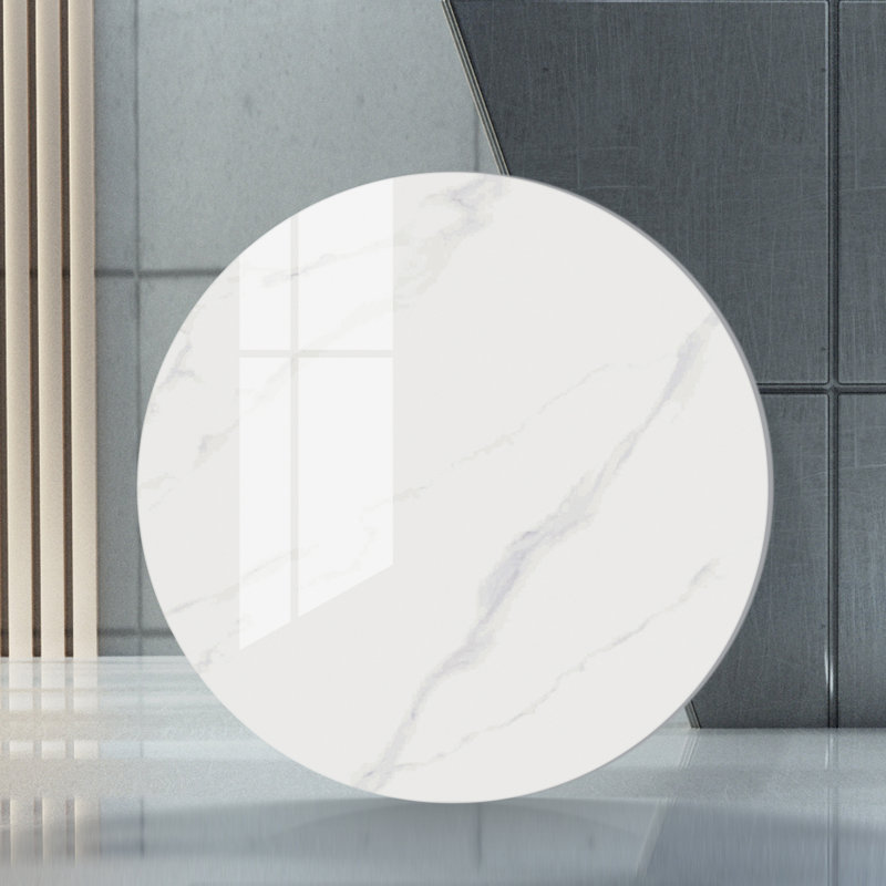 Plateau tournant en pierre frittée (table non incluse), Blanc lustré, H 0,47 po x l 23,62 po x P 23,62 po