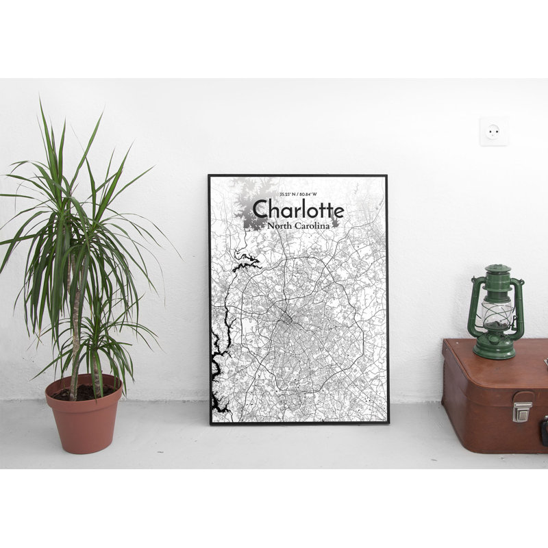 Charlotte City Map - No Frame Print, 60.2 cm H x 27.9 cm W