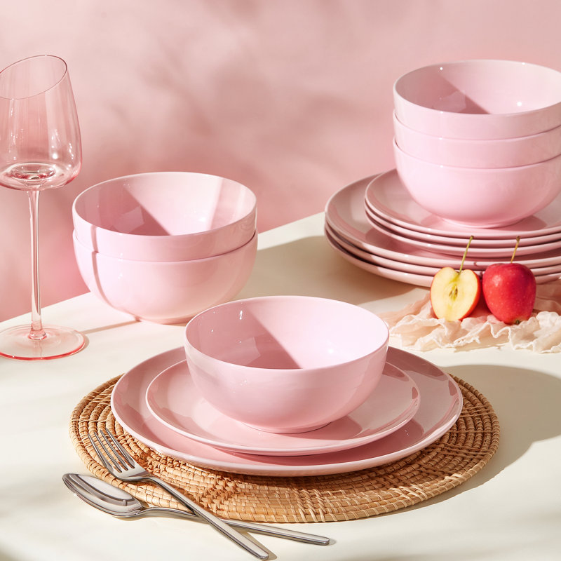 12-piece Dinnerware Set, Service For 4, Pink