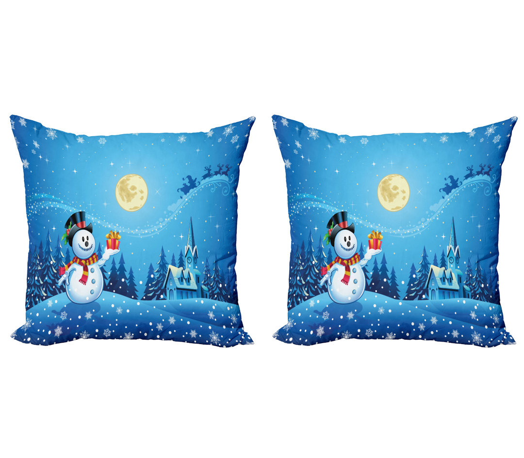 Kissen Kissenbezug, Schneemann Sanra Geschenk, Blau Gelb