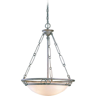 Kuta 3-Light Indoor Platinum Rust Pendant with Scavo Glass Bowl Shade