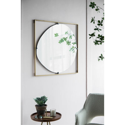 Miroir coquelicot noir doré avec cadre en métal, 32 x 1 x 32 po, miroir de bureau