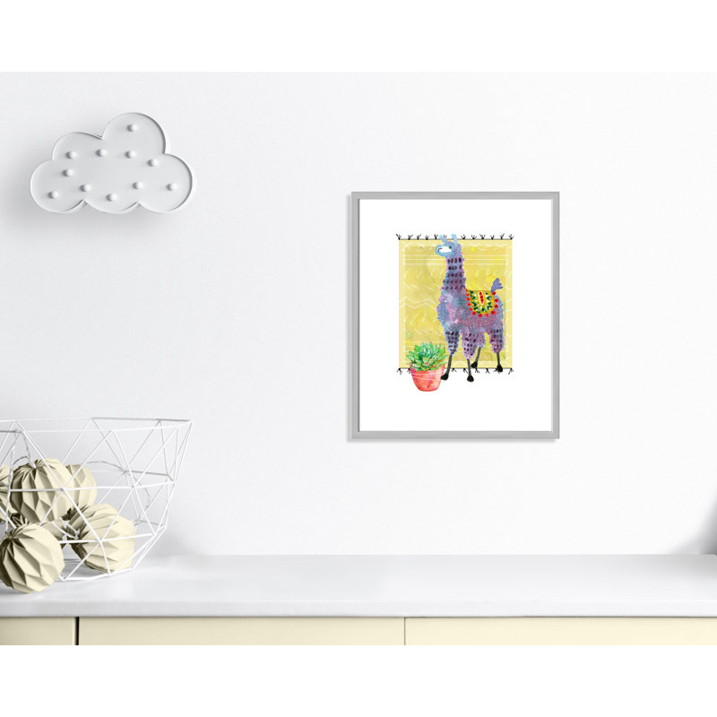 « jolie llama ii », art sur toile, H 25,5 po x l 21,5 po x P 1,18 po, Cadre argenté