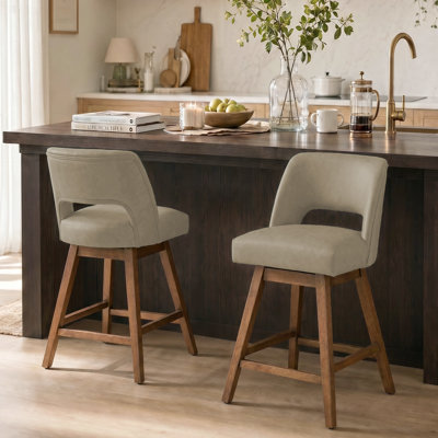 Bisto  Modern Faux Leather Swivel Bar Stool with Cutout Backrest